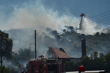 LIVE – Φωτιά στο Κορωπί: Βελτιωμένη η εικόνα, μάχη με αναζωπυρώσεις – Εκκενώσεις οικισμών και ζημιές σε σπίτια