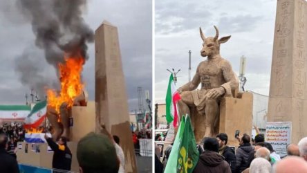 Παράξενες σκηνές στο Ιράν: Πυρπόλησαν μεγάλο άγαλμα του Βάαλ – “Θάνατος στο Ισραήλ”, φωνάζουν πολίτες (Εικόνες & Βίντεο)