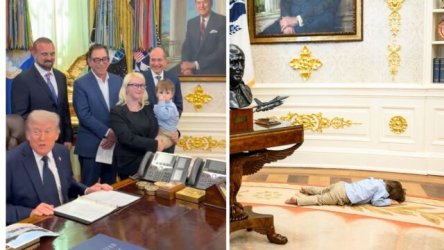Λευκός Οίκος: Μπόμπιρας 2 ετών έκλεψε την παράσταση στο Οβάλ Γραφείο – Ο Τραμπ μιλούσε και ο μικρός είχε ξαπλώσει στο χαλί (Βίντεο)
