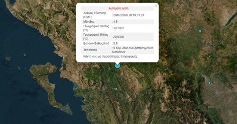 Σεισμός τώρα στα Ιωάννινα